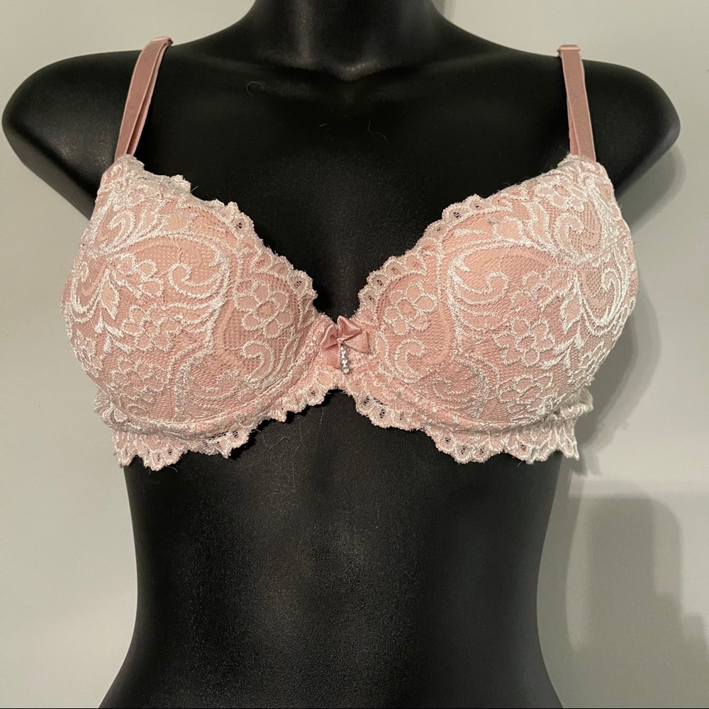 2 bras, pink and red